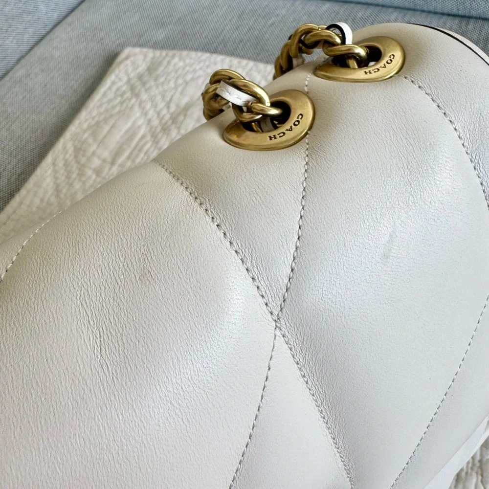 Coach Quilted Pillow Chalk Leather Madison Shoulder Bag - Picture 6 of 7